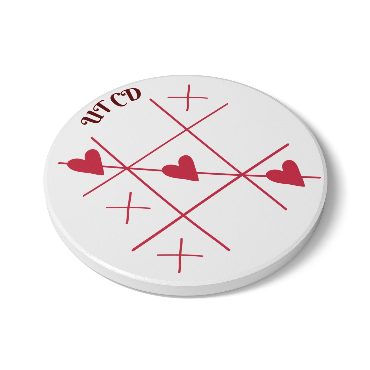 URBAN TIMES Valentine's Day Ceramic Coaster Set - Tic Tac Toe Hearts, Cute Gift for Couples, Home Decor, Love Celebration, Game Night