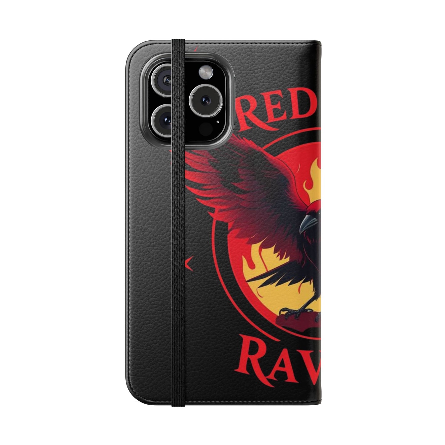 Raven Design Flip Case for Smartphones, Stylish Phone Cover, Gothic Art Protection, Gift for Bird Lovers, Red Veil Ravens Merchandise