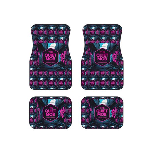 Urban Vibes Car Mats Set of 4, Trendy Auto Accessories, Unique Gift for Car Lovers, Personalized Car Decoration, The Quiet Mob Design