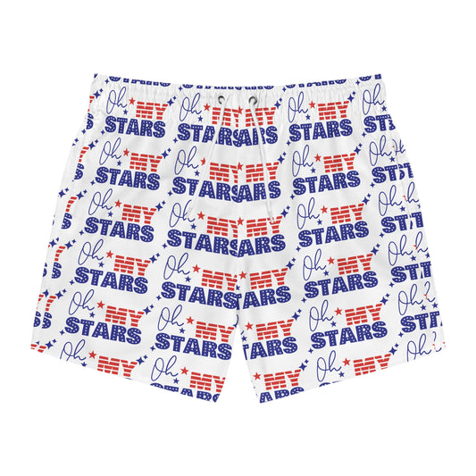 Patriotic Swim Trunks, Men's Beach Shorts, Summer Swimwear, Stars and Stripes Trunks, 4th of July Swimwear, Casual Pool Shorts
