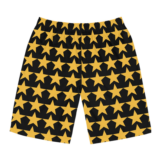 Star-Pattern Men's Board Shorts, Perfect for Beach Days, Summer Fun, Pool Parties, Vacation Wear, Gift for Him