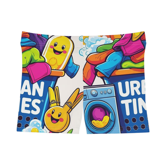 Colorful Women's Shorts, Playful Urban Vibe, Cute Cartoon Laundry Design, Summer Fashion, Gift for Her, Casual Lounge Wear