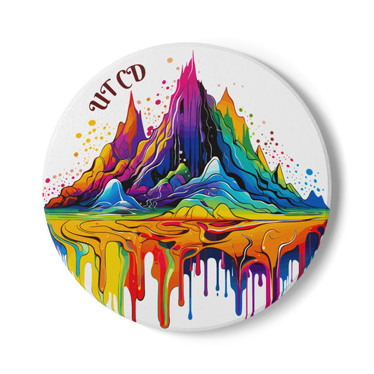 URBAN TIMES Colorful Mountain Art Ceramic Coaster, Unique Drinkware, Home Decor, Gift for Nature Lovers, Boho Style Coaster