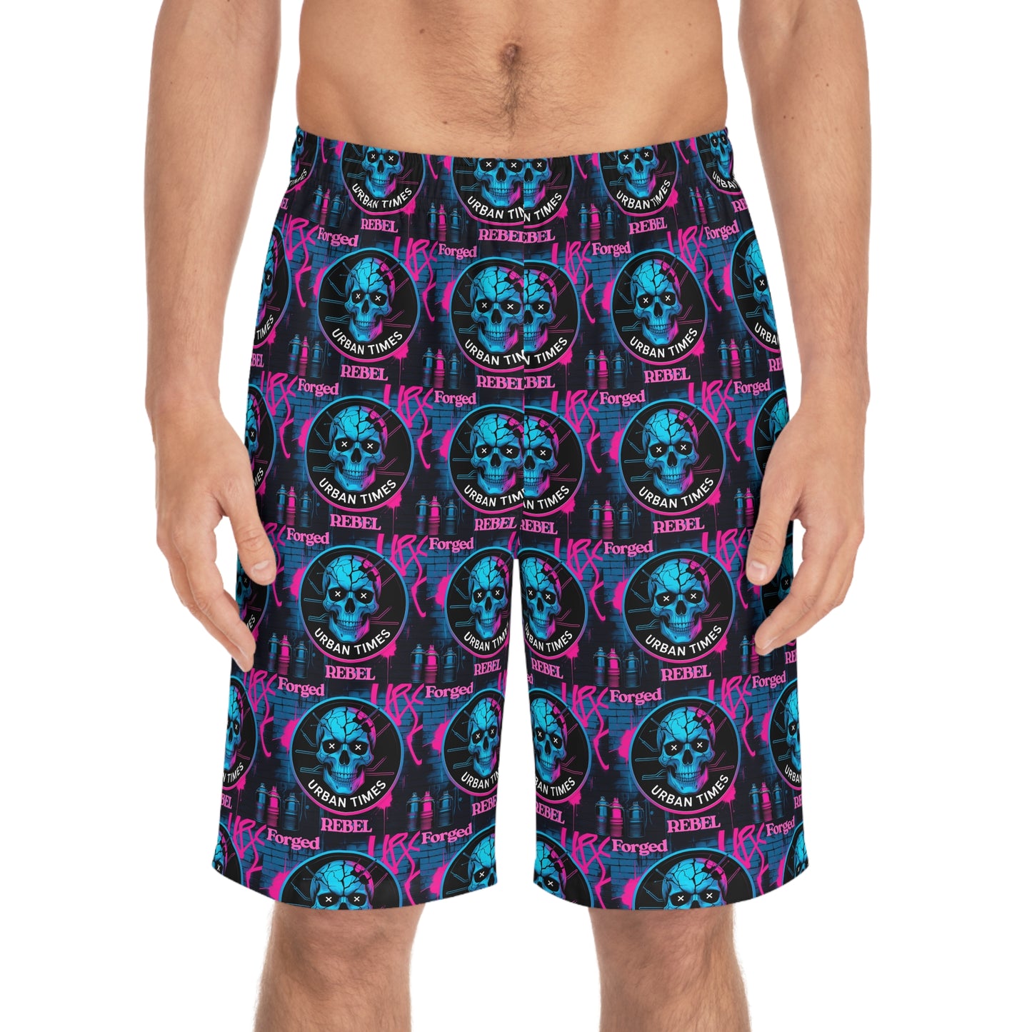 Men's Skull Print Board Shorts - Stylish Swimwear for Beach, Pool Parties, Summer Fun, and Vacations, AOP Design