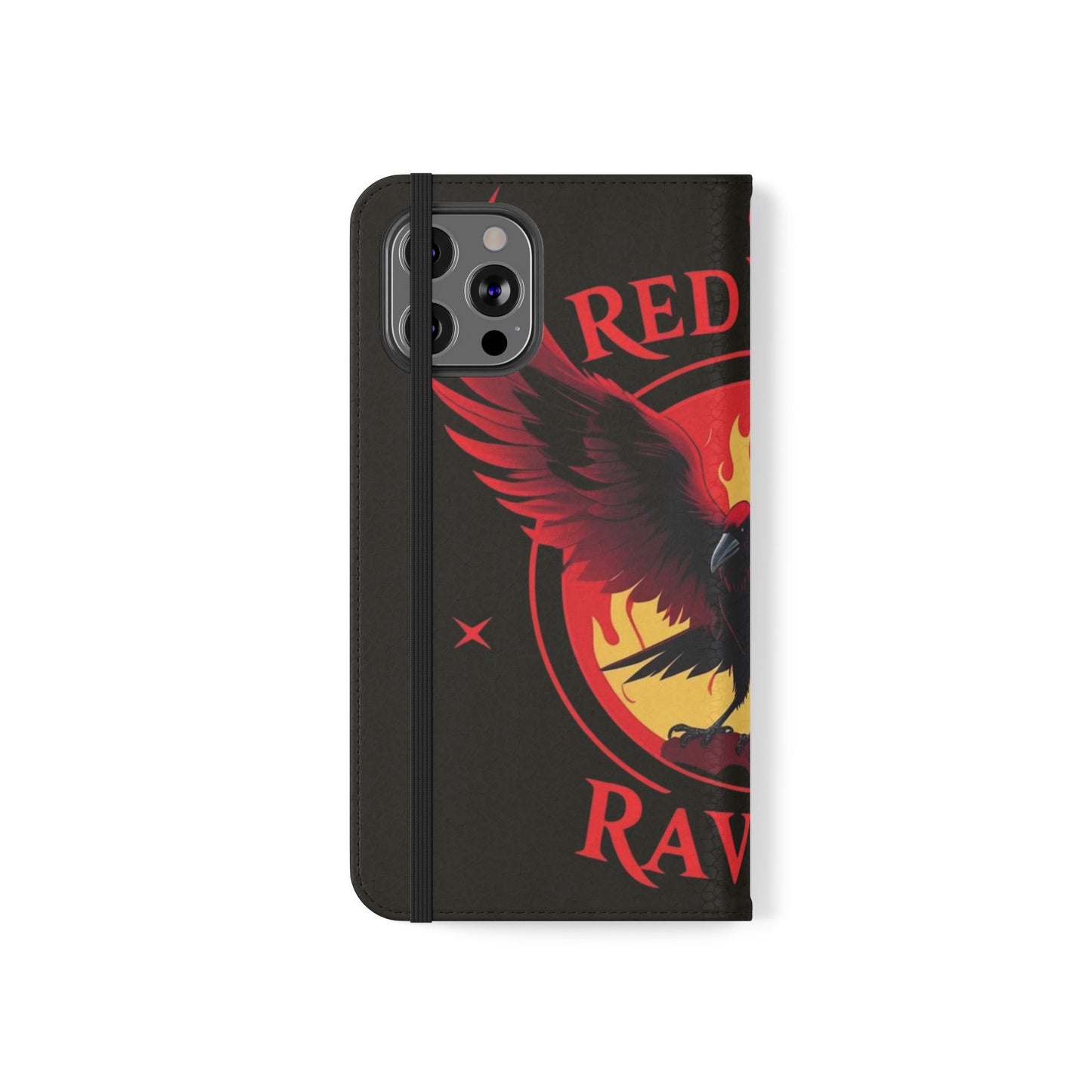 Raven Design Flip Case for Smartphones, Stylish Phone Cover, Gothic Art Protection, Gift for Bird Lovers, Red Veil Ravens Merchandise