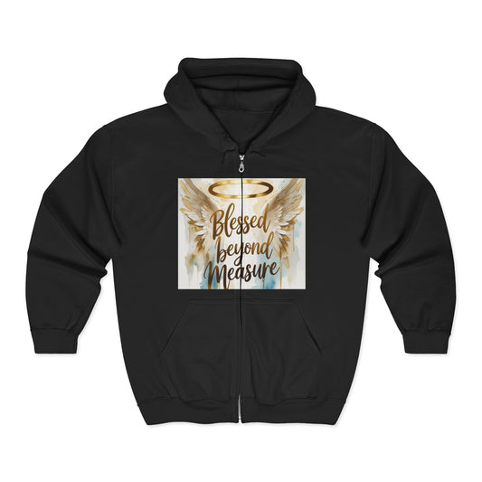 Blessed Beyond Measure Hoodie, Faith-Based Apparel, Unisex Zip Sweatshirt, Spiritual Gift, Inspirational Clothing, Religious Hoodie