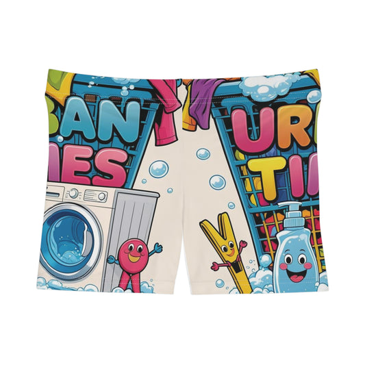 Fun Laundry-Themed Women's Shorts, Cute Habitforming Shorts, Playful Lounge Wear, Colorful Graphic Shorts, Summer Relaxation Attire